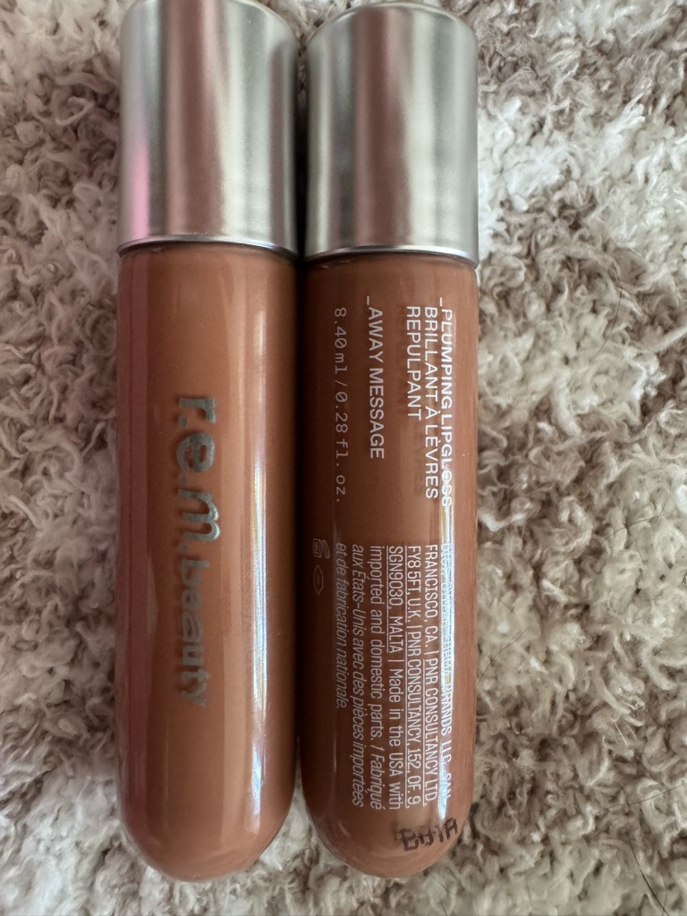 REM beauty Plumping Lip Gloss - Away Message (Brown) x2